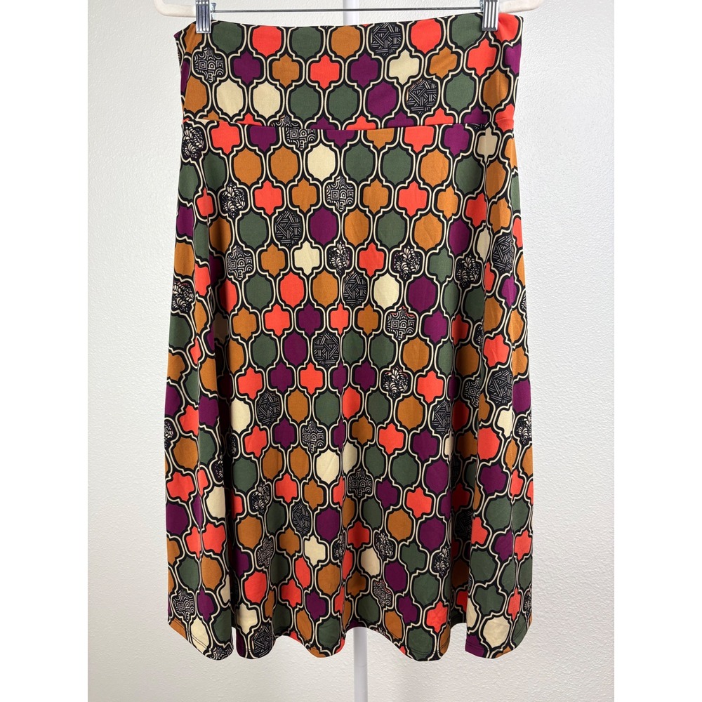 LuLaRoe Azure Skirt XL Womens Geometric Trellis Print A-Line Midi Boho Flare